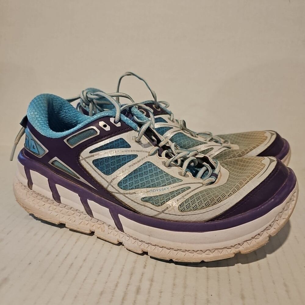 Hoka Odyssey Shoes Womens 7.5 Blue White Purple Road Running Support Trainer